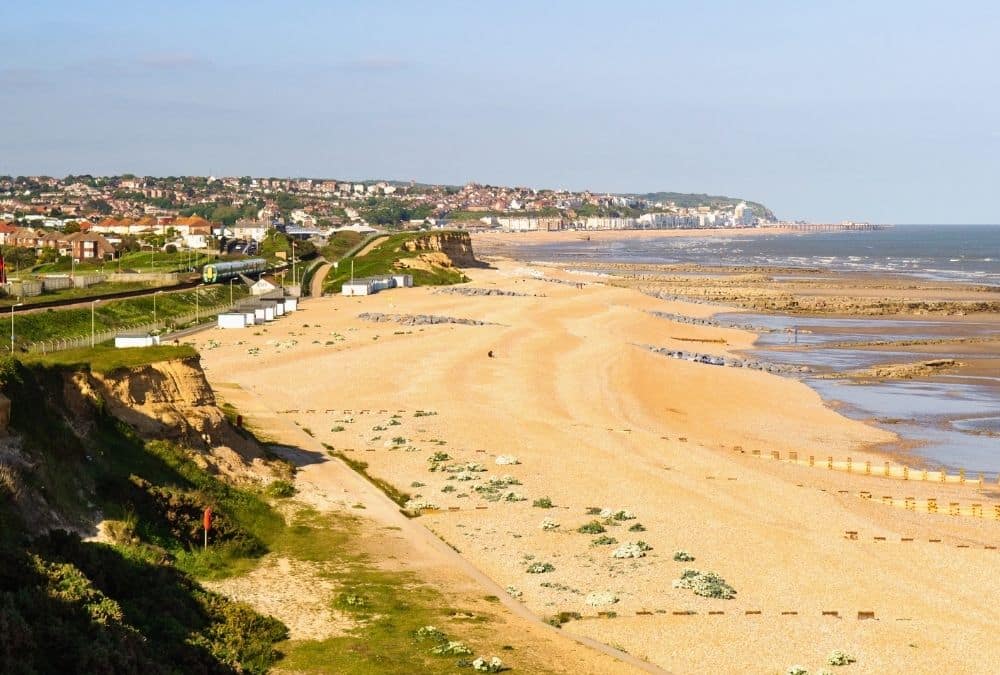 Traditional seaside views at Chapel St Leonards dog friendly beach