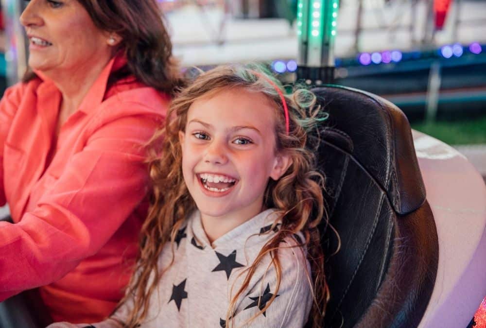 A family enjoying a summer day at Skegness theme park
