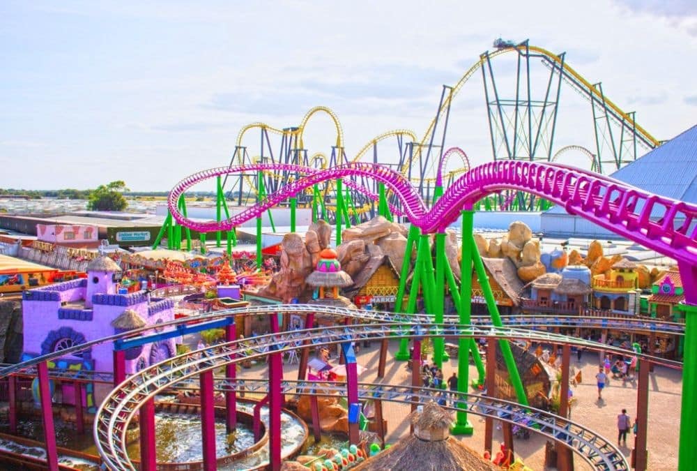 Rollercoasters at Fantasy Island in Ingoldmells during a coastal caravan break
