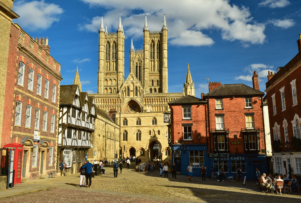 Lincoln Cathedral rising above the historic city of Lincoln
