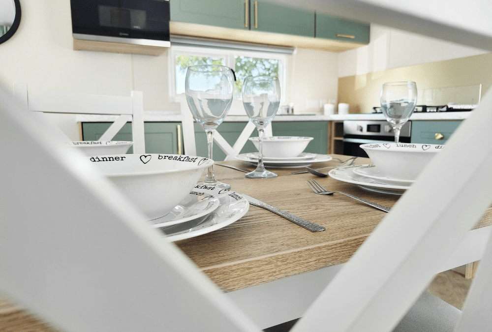 Modern static caravan interior at a Lincolnshire holiday park