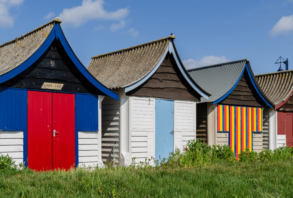 Colourful beach huts at Mablethorpe on the Lincolnshire coast