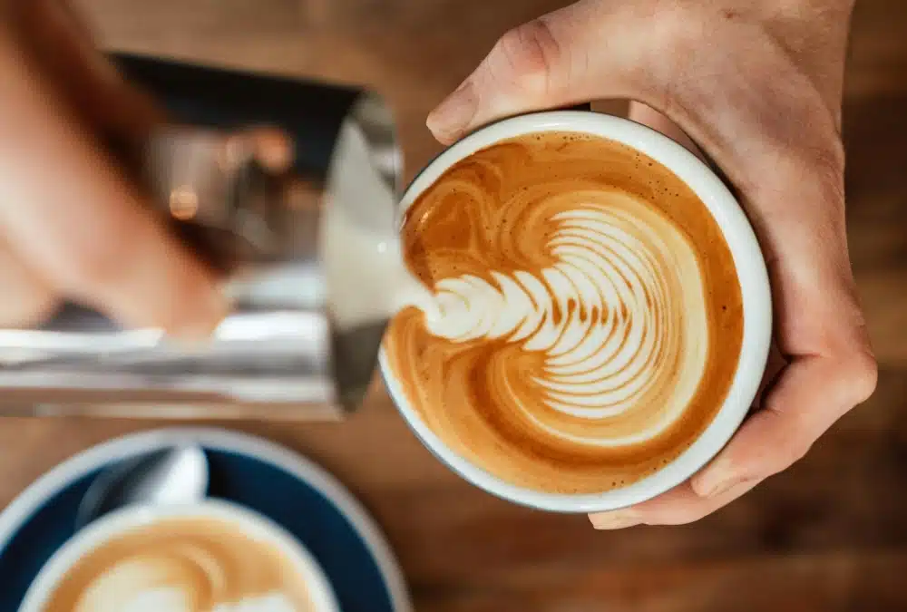 Freshly poured coffee at The Vista at The Boatshed café near Huttoft Beach