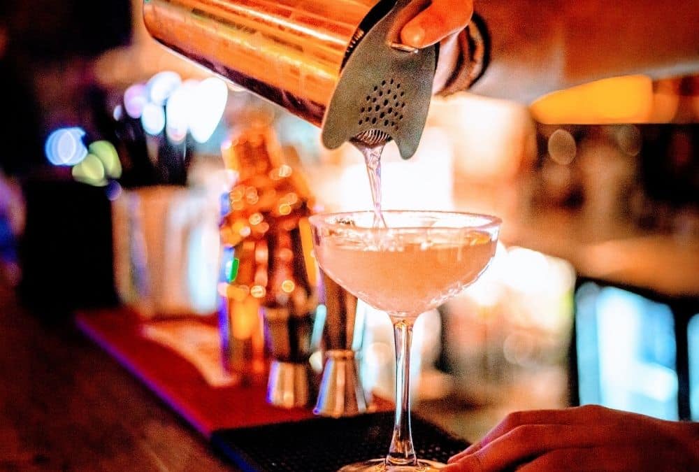 Cocktail being poured at 3 Monkeys Bar, a lively venue within Skegness clubs nightlife