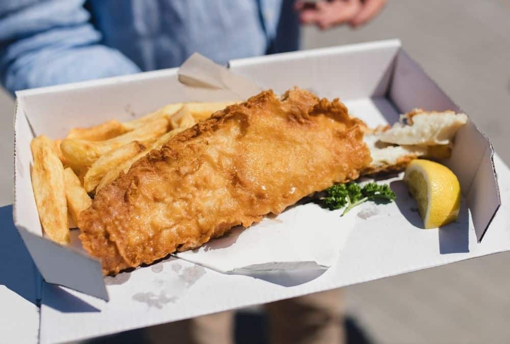 Traditional fish and chips by the seaside in Skegness, a classic food experience and popular thing to do in Skegness