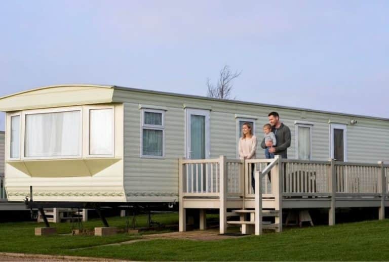 Modern static caravan on a UK coastal holiday park