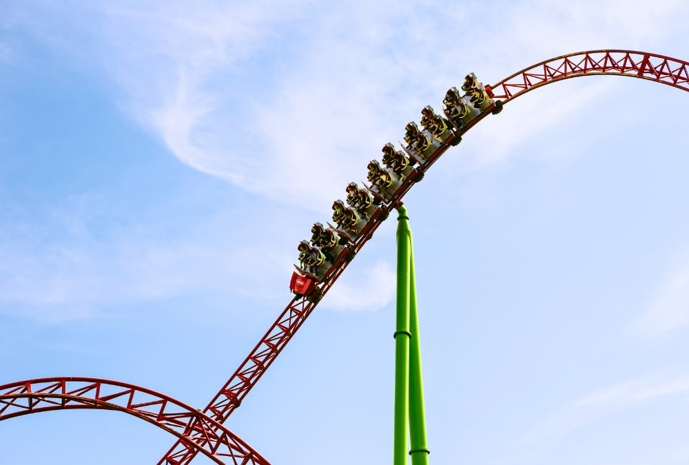 Rollercoaster ride at Fantasy Island, Skegness's amusement park